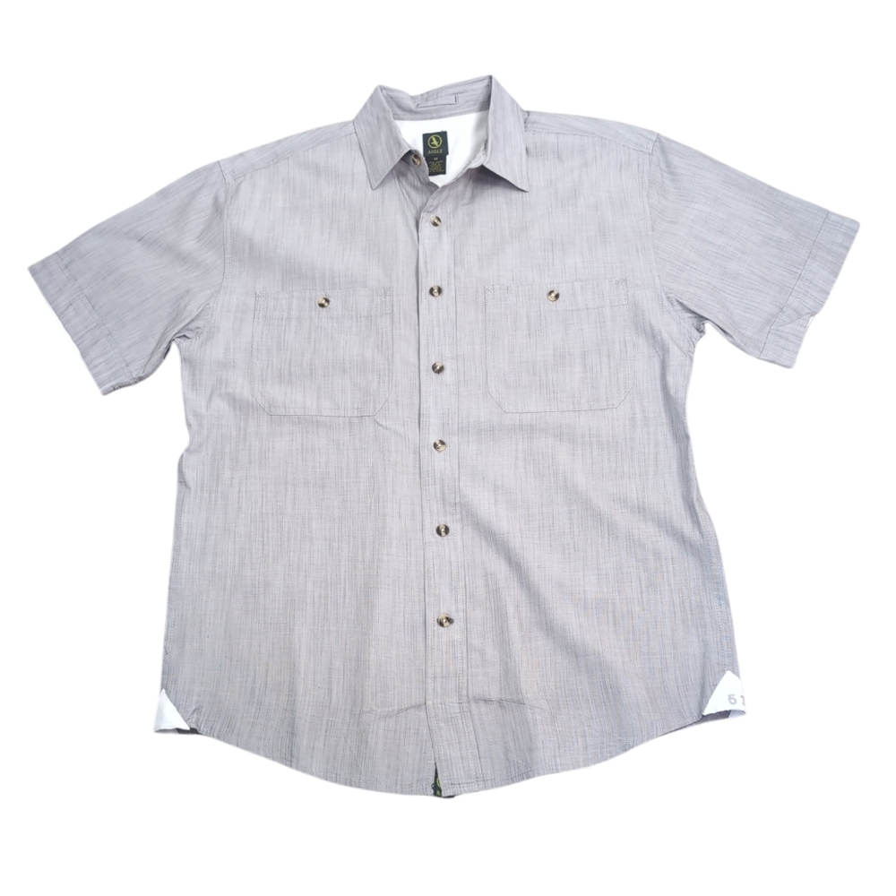 Aigle button up shirt, short sleeves, 100% cotton, men's medium